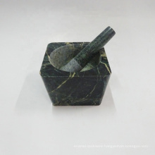 Square Shape Green Marble Mortar and Pestle